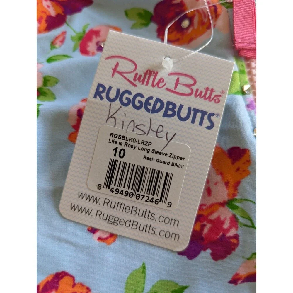 New Ruffle Butts Rash Guard Girls 10 Swim Top Life Is Rosy Floral UPF 50